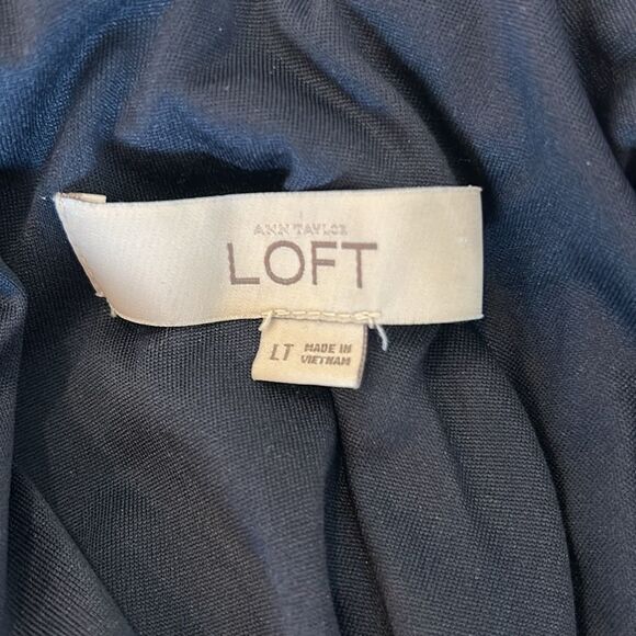 Ann Taylor Loft Women's Black and White Sleeveless Deep V-Neck Blouson Dress LT - Picture 4 of 8